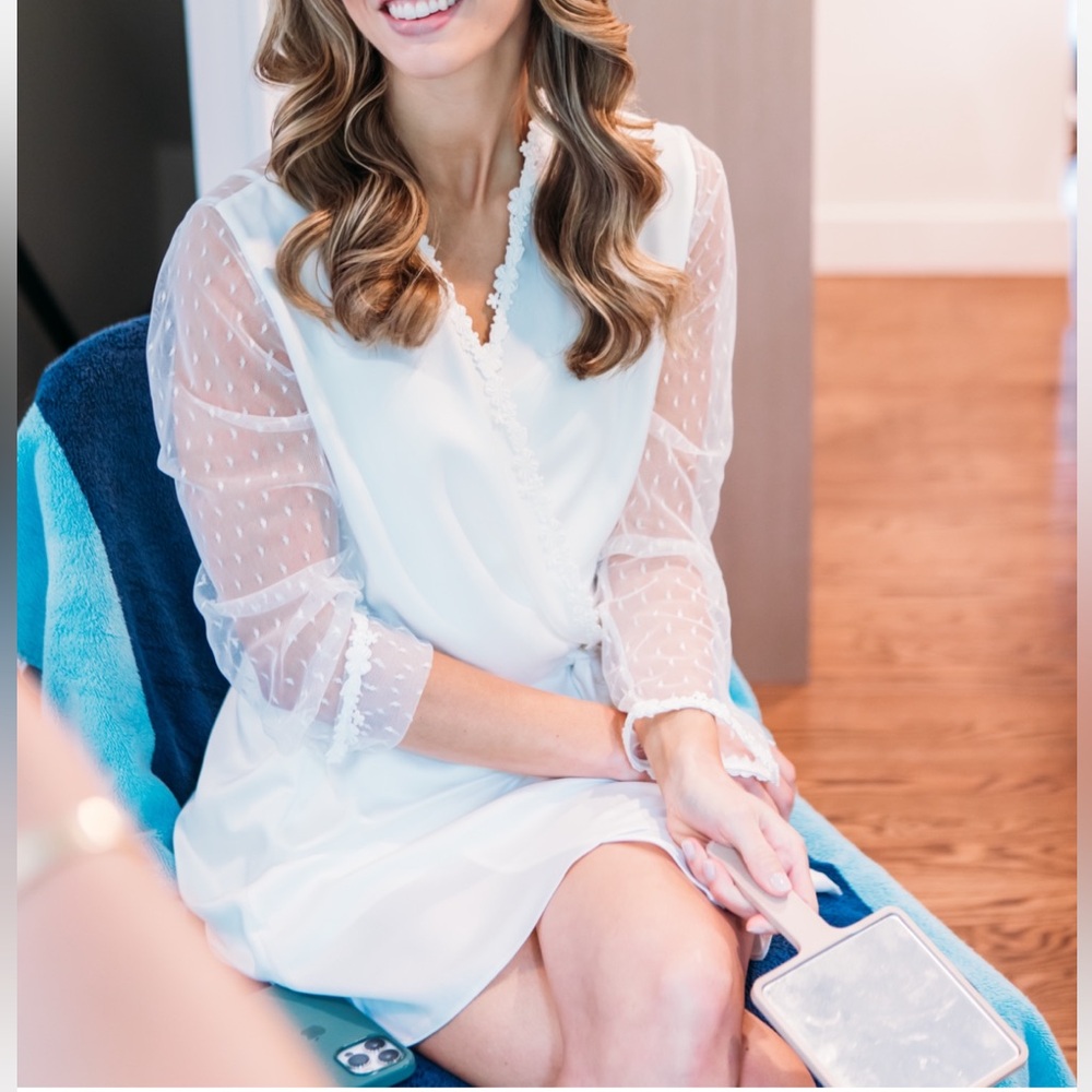 White robe and slip dress